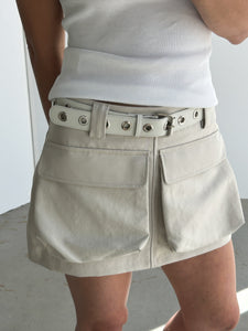 Large Pocket Micro Skirt, Ivory Mini Skirt MODU Atelier 