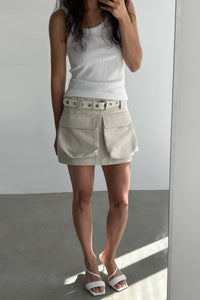 Large Pocket Micro Skirt, Ivory Mini Skirt MODU Atelier 