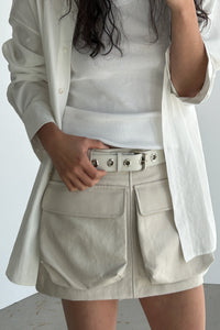 Large Pocket Micro Skirt, Ivory Mini Skirt MODU Atelier 