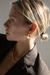 Large Thick Rounded Hoop Earrings Gold Plated Sterling Silver Earrings MODU Atelier 