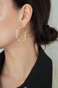 Link and Ball Chain Hoops Plated Earrings MODU Atelier 