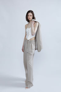 Low Waisted Pleated Pants, Beige Pants MODU Atelier 