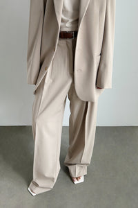 Low Waisted Pleated Pants, Beige Pants MODU Atelier 