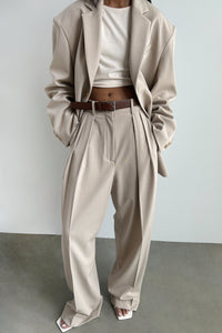 Low Waisted Pleated Pants, Beige Pants MODU Atelier 