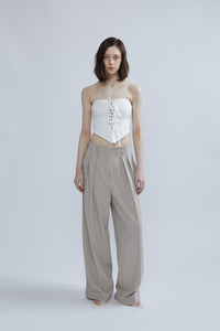 Low Waisted Pleated Pants, Beige Pants MODU Atelier 