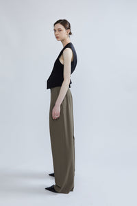 Low Waisted Pleated Pants, Olive Pants MODU Atelier 
