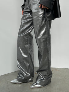 Metallic Coated Pants, Dark Grey Pants MODU Atelier 
