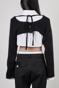 Micro Cropped Knit Cardigan, Black Cardigan MODU Atelier 