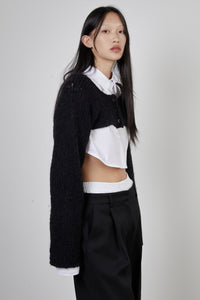 Micro Cropped Knit Cardigan, Black Cardigan MODU Atelier 