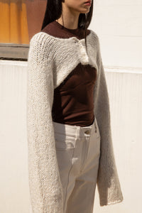 Micro Cropped Knit Cardigan, Cream Cardigan MODU Atelier 