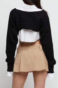 Micro Pleated Skirt Beige Mini Skirt MODU Atelier 