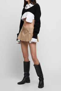 Micro Pleated Skirt Beige Mini Skirt MODU Atelier 