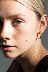 Mid Rounded Hoop Earrings Gold Plated Sterling Silver Earrings MODU Atelier 