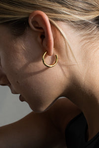 Mid Rounded Hoop Earrings Gold Plated Sterling Silver Earrings MODU Atelier 