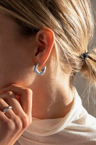 Mid Thick Rounded Hoop Earrings Sterling Silver Earrings MODU Atelier 