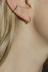 Multi Pearl Hoop Earrings Gold Plated Sterling Silver Earrings MODU Atelier 