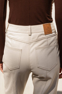 Off White Cotton Flared Pants, Cream Pants LVIR 