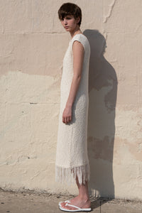 Organic Frayed Dress, Cream Dresses MODU Atelier 