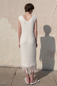 Organic Frayed Dress, Cream Dresses MODU Atelier 