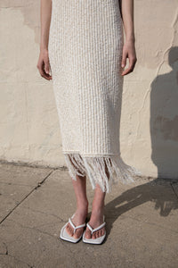 Organic Frayed Dress, Cream Dresses MODU Atelier 