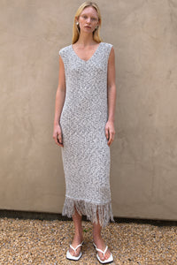 Organic Frayed Dress, Grey Dresses MODU Atelier 