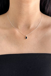 Oval Black Onyx Necklace Sterling Silver Necklace MODU Atelier 