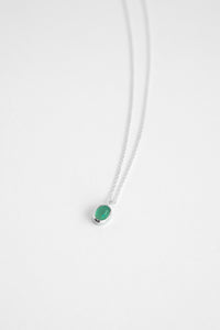 Oval Green Onyx Necklace Sterling Silver Necklace MODU Atelier 