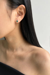 Oval Green Onyx Stud Earrings Sterling Silver Earrings MODU Atelier 