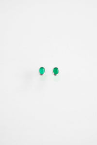 Oval Green Onyx Stud Earrings Sterling Silver Earrings MODU Atelier 