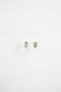 Oval Labradorite Stud Earrings Sterling Silver Earrings MODU Atelier 