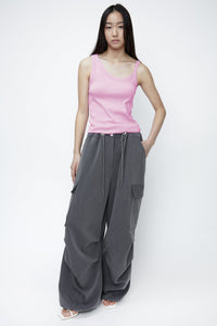 Oversized Drawstring Cargo Pants, Grey Pants MODU Atelier 