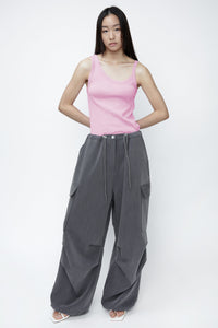 Oversized Drawstring Cargo Pants, Grey Pants MODU Atelier 