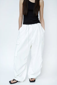 Oversized Drawstring Cargo Pants, White Pants MODU Atelier 