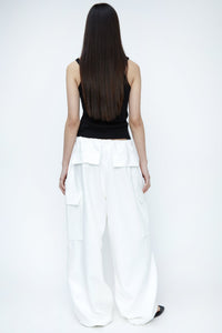 Oversized Drawstring Cargo Pants, White Pants MODU Atelier 