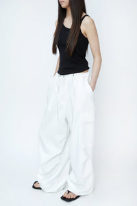 Oversized Drawstring Cargo Pants, White Pants MODU Atelier 