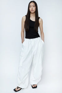 Oversized Drawstring Cargo Pants, White Pants MODU Atelier 