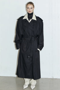Padded Double Breasted Trench, Black Outerwear MODU Atelier 