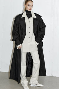 Padded Double Breasted Trench, Black Outerwear MODU Atelier 