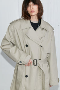 Padded Double Breasted Trench, Olive Outerwear MODU Atelier 
