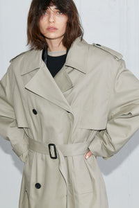Padded Double Breasted Trench, Olive Outerwear MODU Atelier 