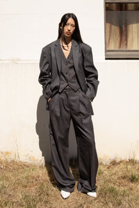 Pinstripe Tailored Cargo Pants, Grey Pants MODU ATELIER 