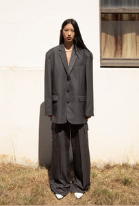 Pinstripe Tailored Cargo Pants, Grey Pants MODU ATELIER 