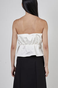 Pleated Strapless Tube Top, Cream Shirts & Tops MODU Atelier 