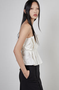Pleated Strapless Tube Top, Cream Shirts & Tops MODU Atelier 