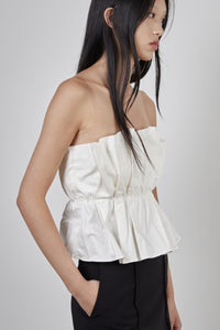 Pleated Strapless Tube Top, Cream Shirts & Tops MODU Atelier 