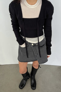 Ribbed Knit Tube Top and Bolero Set, Black Sweater MODU Atelier 
