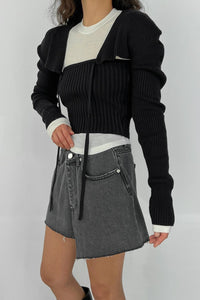 Ribbed Knit Tube Top and Bolero Set, Black Sweater MODU Atelier 