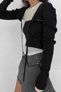 Ribbed Knit Tube Top and Bolero Set, Black Sweater MODU Atelier 