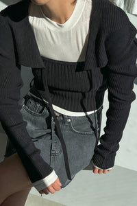 Ribbed Knit Tube Top and Bolero Set, Black Sweater MODU Atelier 