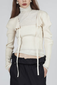 Ribbed Knit Tube Top and Bolero Set, Cream Sweater MODU Atelier 